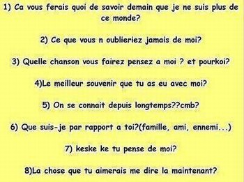 1) Sa vous ferais quoi si demain.....?